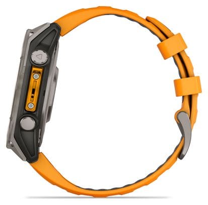 Montre GPS Garmin Fénix 8 AMOLED - 47 mm Sapphire Titane avec Bracelet en Silicone Orange Graphite