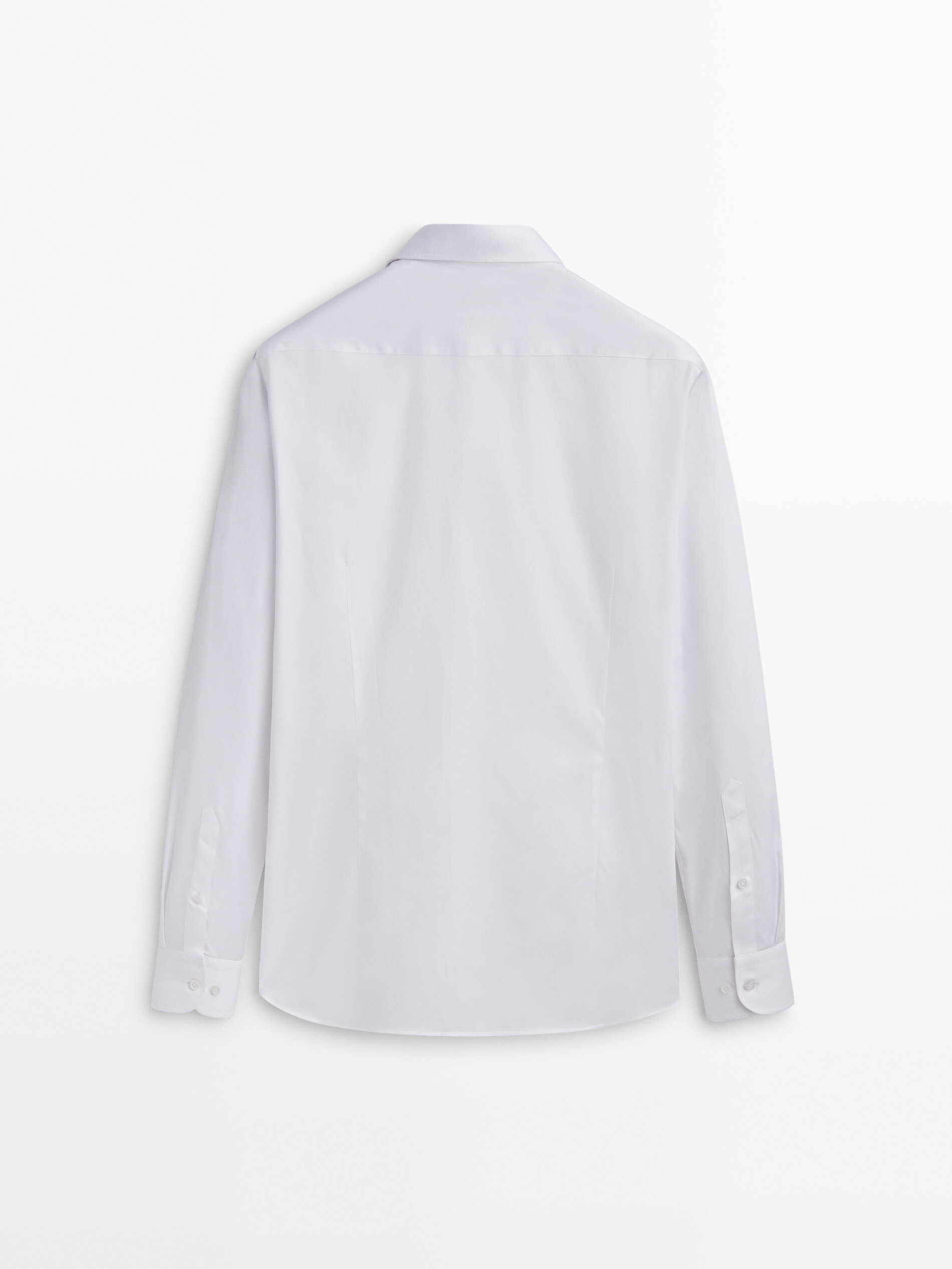 Camisa de algodão texturizado com modelagem slim fit - BRANCA
