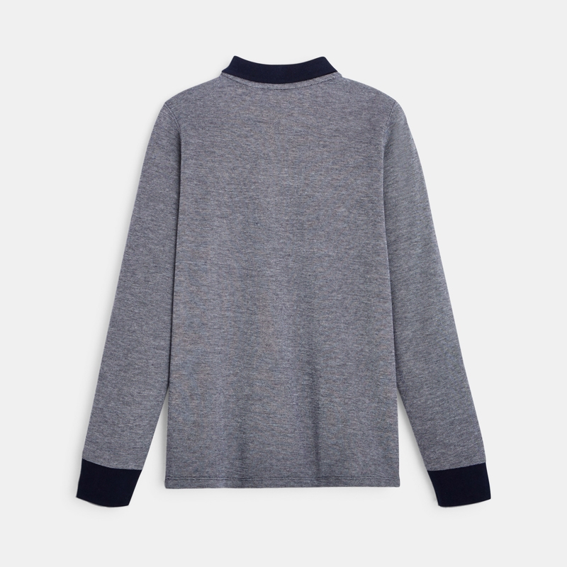Polo manches longues bleu garçon
