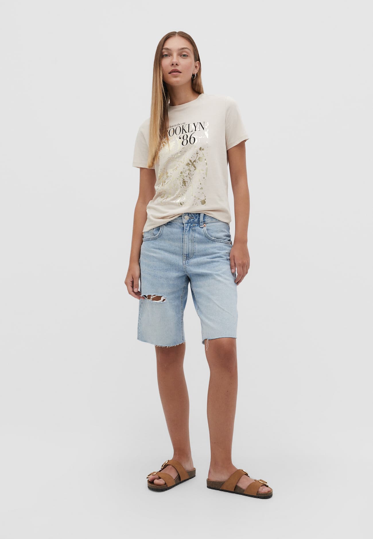 Camiseta brilhante com estampa