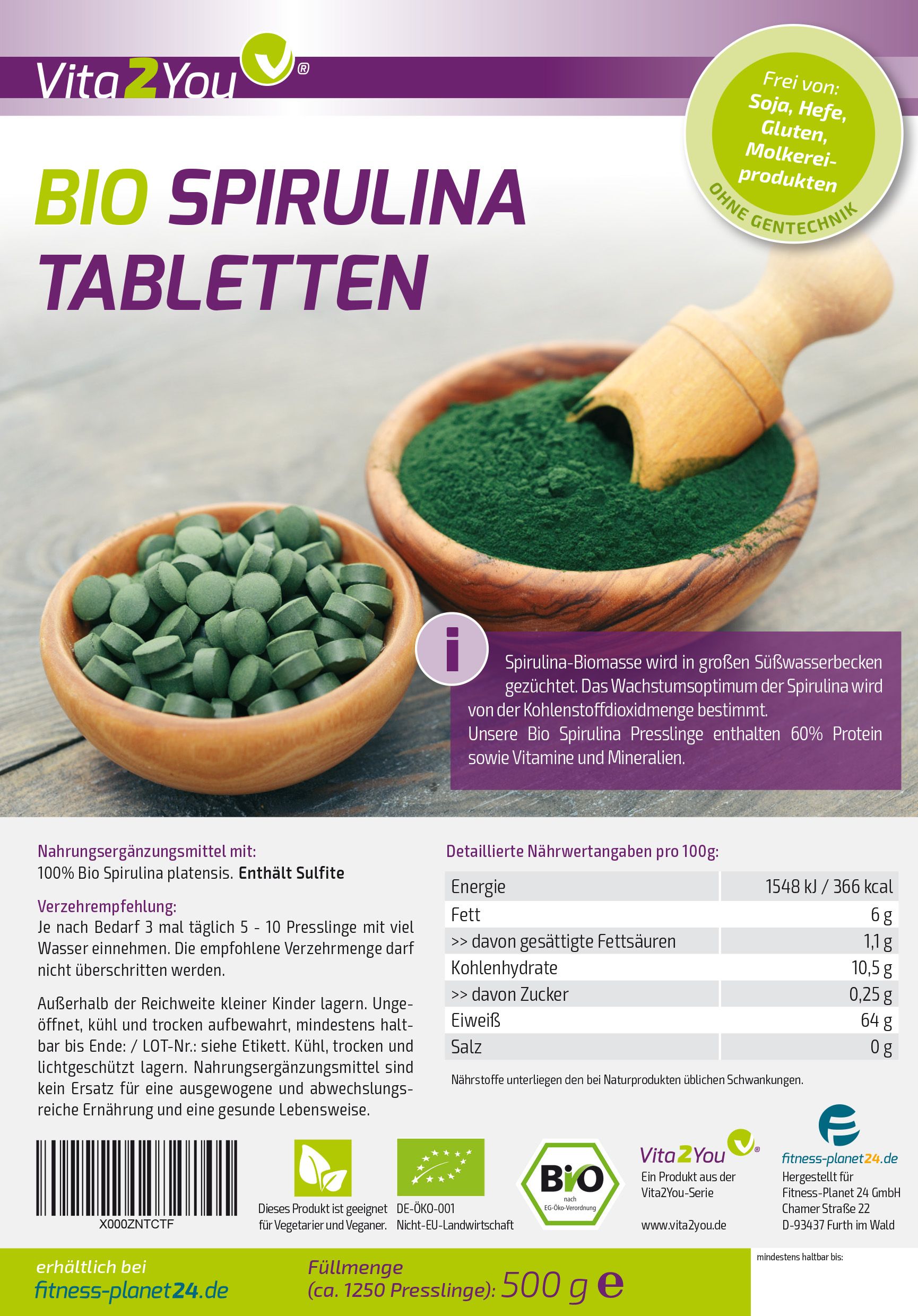 Vita2You Bio Spirulina Tabletten
