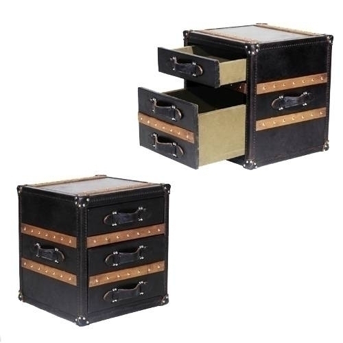 Lampentisch STONYHURST - Vintage Ebony - Rindsleder