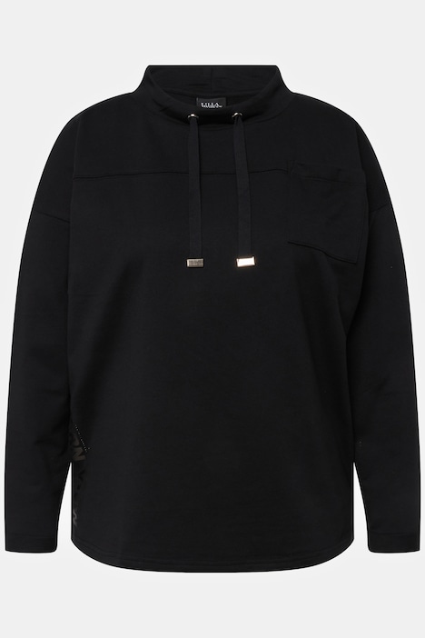 Sweatshirt, Schriftmotiv, Boxy, Stehkragen, Langarm