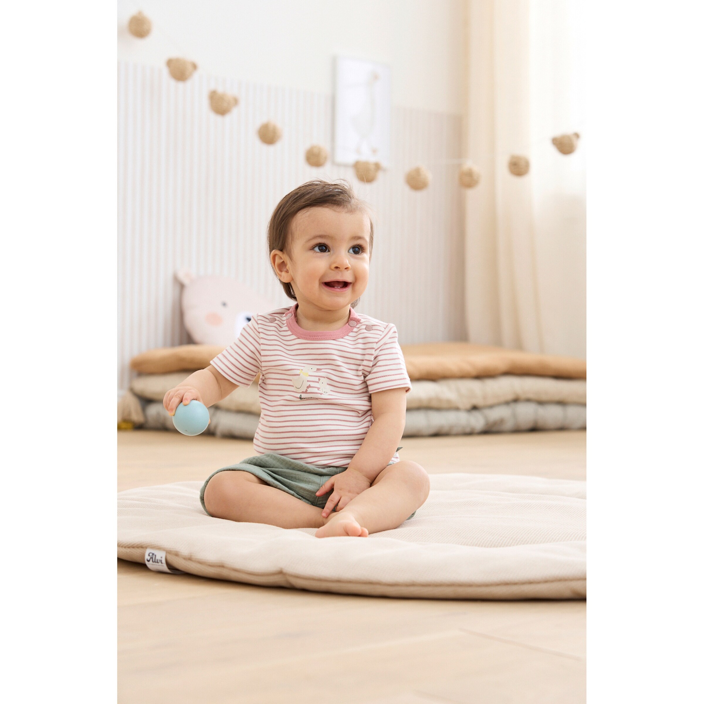 Bornino - Tiny Friends T-Shirt Ringel Gänse altrosa/natur