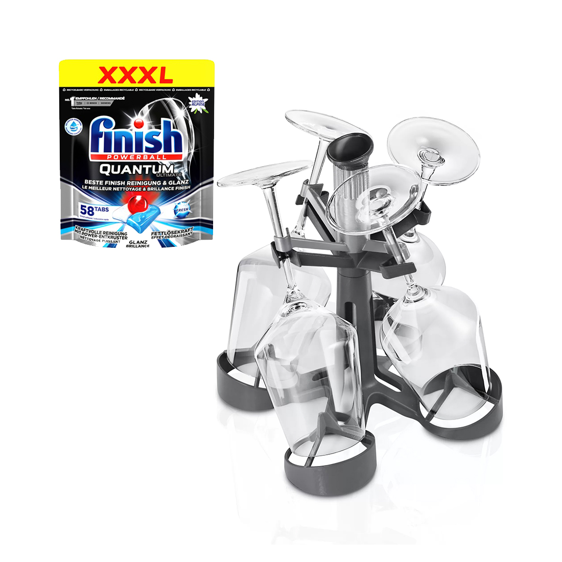 Bosch Bundle Stielglaskorb + Finish Waschpulver Taps