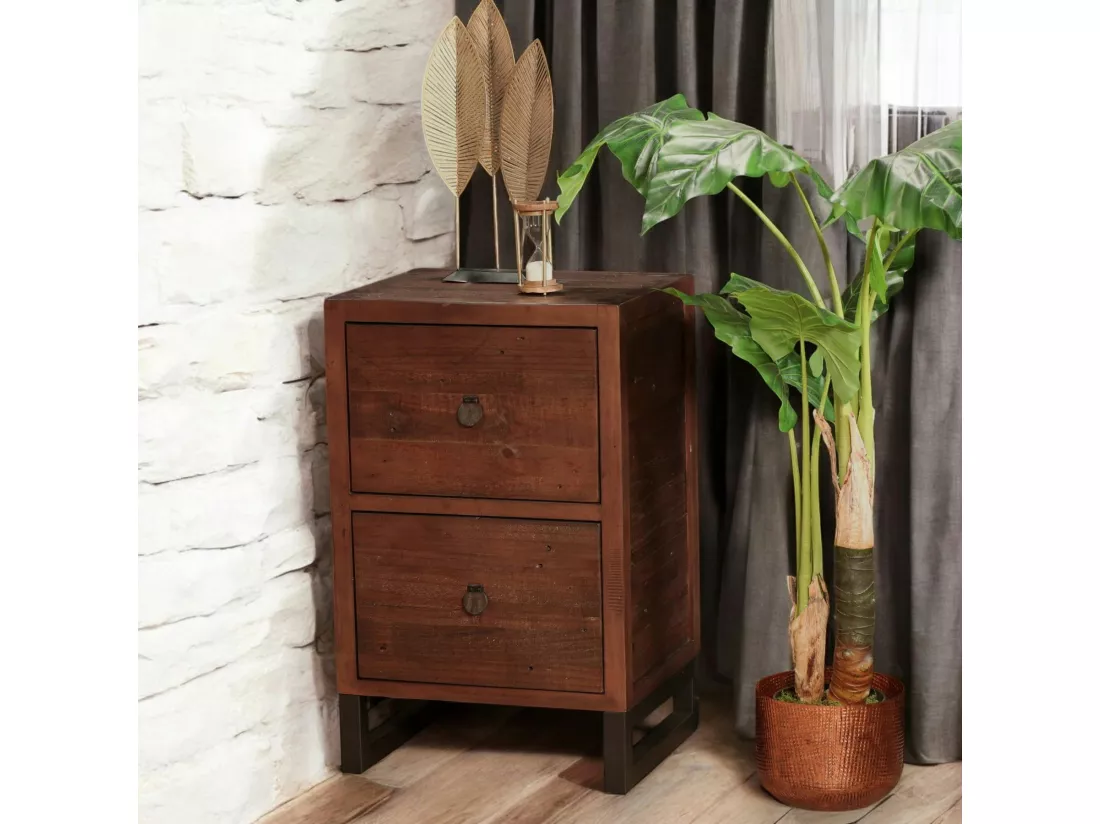 Caisson de bureau en bois recyclé 2 tiroirs SAMOA