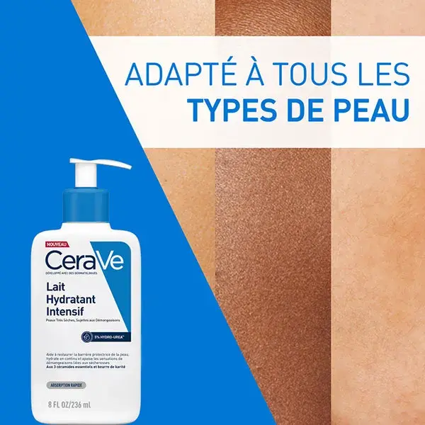 CeraVe Soins Lait Hydratant Intensif Peaux très sèches sujettes aux démangeaisons 236ml