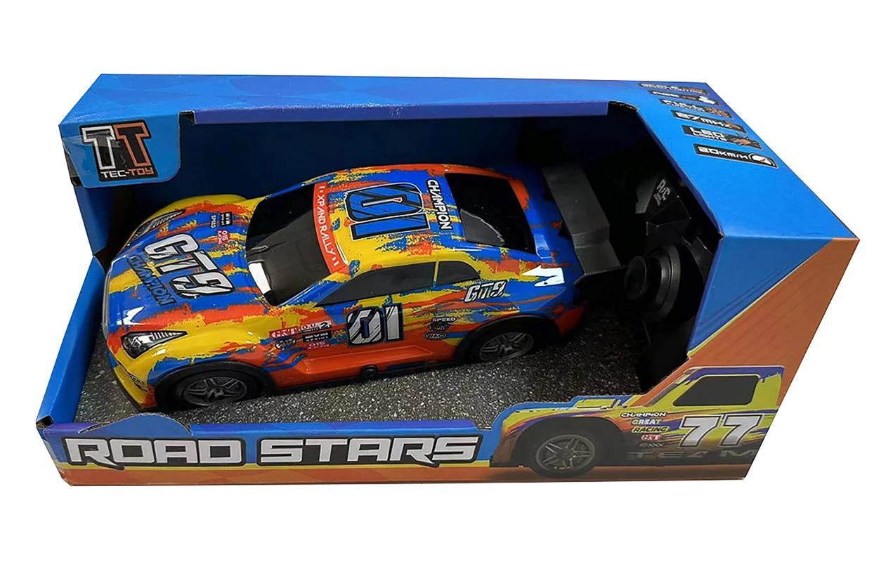 Auto Champion GT9 mit Licht, Gelb/Blau, 1:22Ferngesteuerter Sportwagen mit Licht für Kinder ab 3 Jahren
