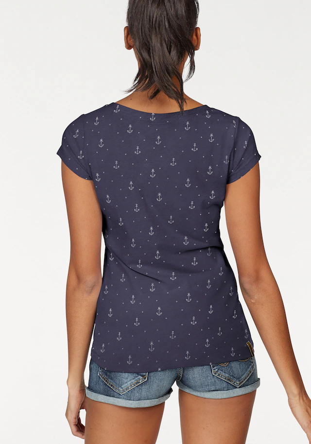 Ragwear T-Shirt »FLORAH A ORGANIC O« mit maritimen Anker-Allover-Druck