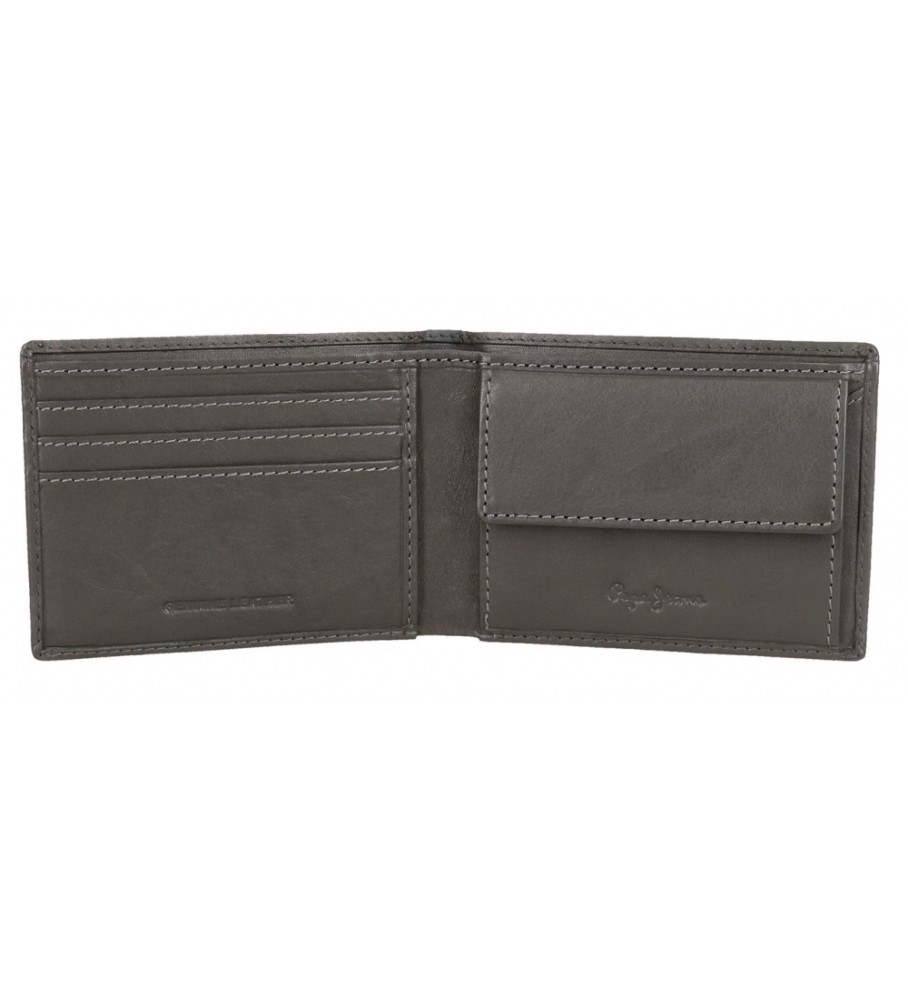 Carteira Pepe Jeans Marshal em couro cinza