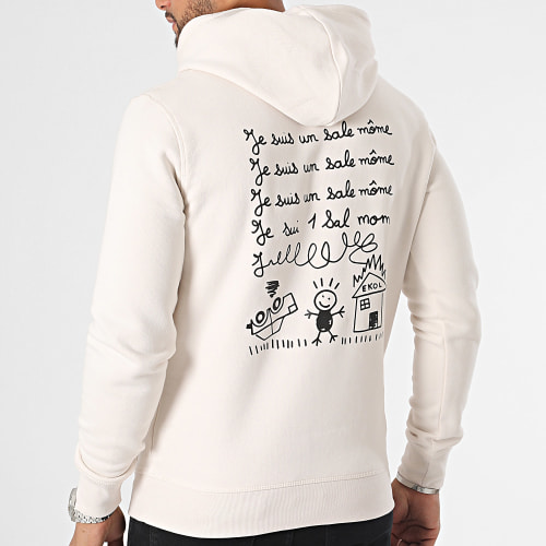Sweat Capuche Punition Beige Noir
