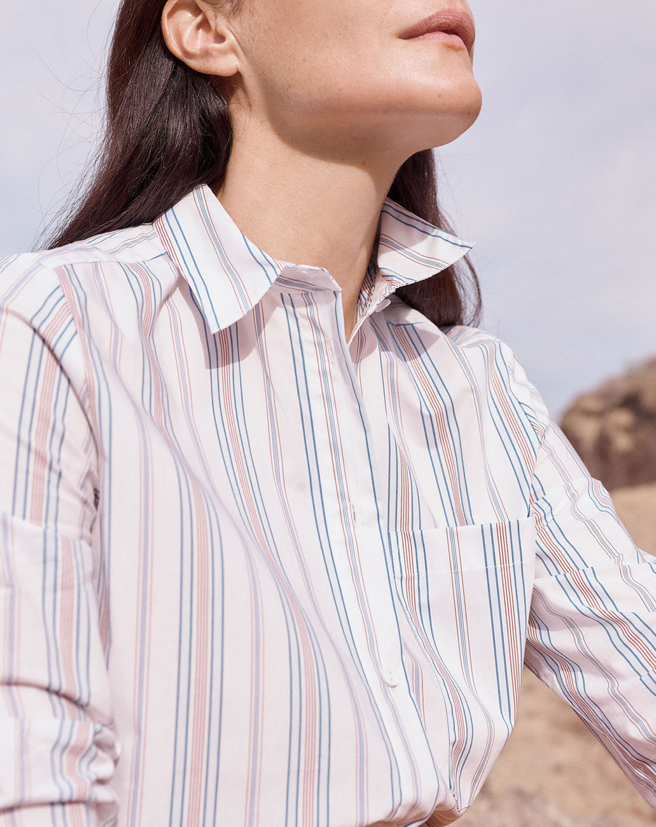 Caroll Chemise Victoria à rayures contrastantes blanche