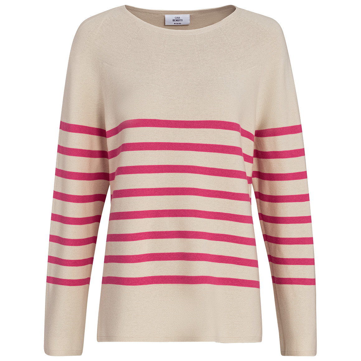 Gina Benotti Damen Feinstrickpullover mit Streifenmuster beige / pink