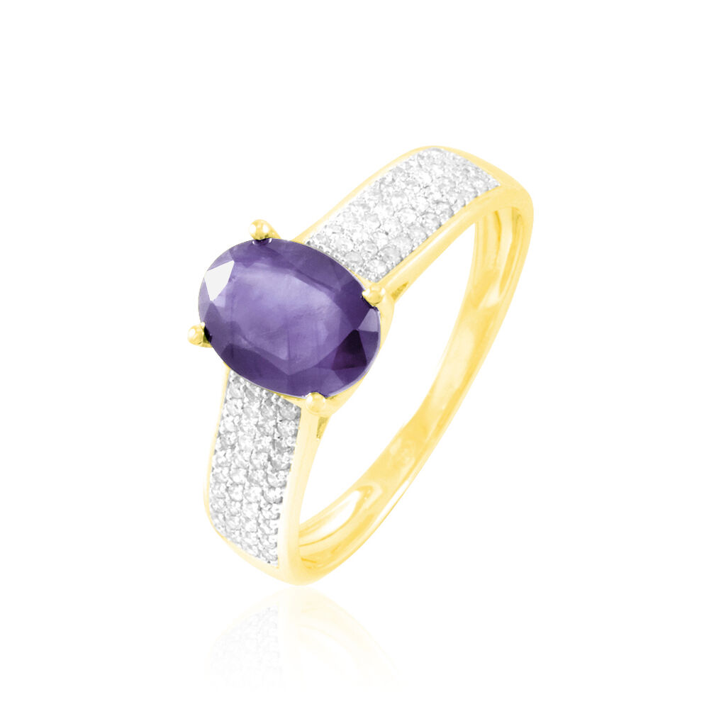 Bague Crista Or Jaune Amethyste Et Diamant