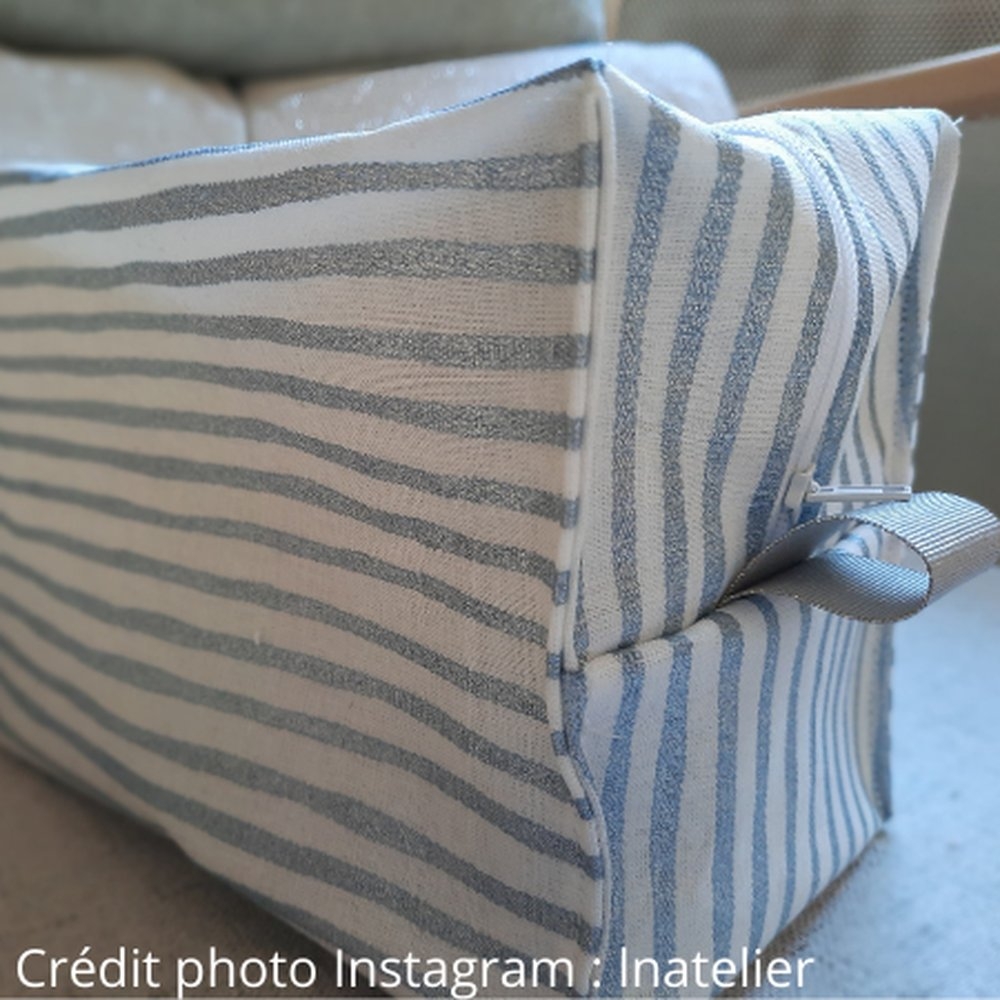 Tissu Coton Au Mètre Rayé Bleu Blanc