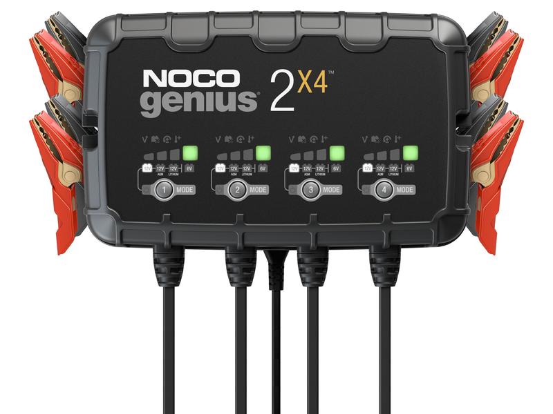 Noco Batterieladegerät GENIUS2 x 4 4x 6-12 V / 2 A Vier Bank Ladegerät für 6 bis12 V Autobatterien