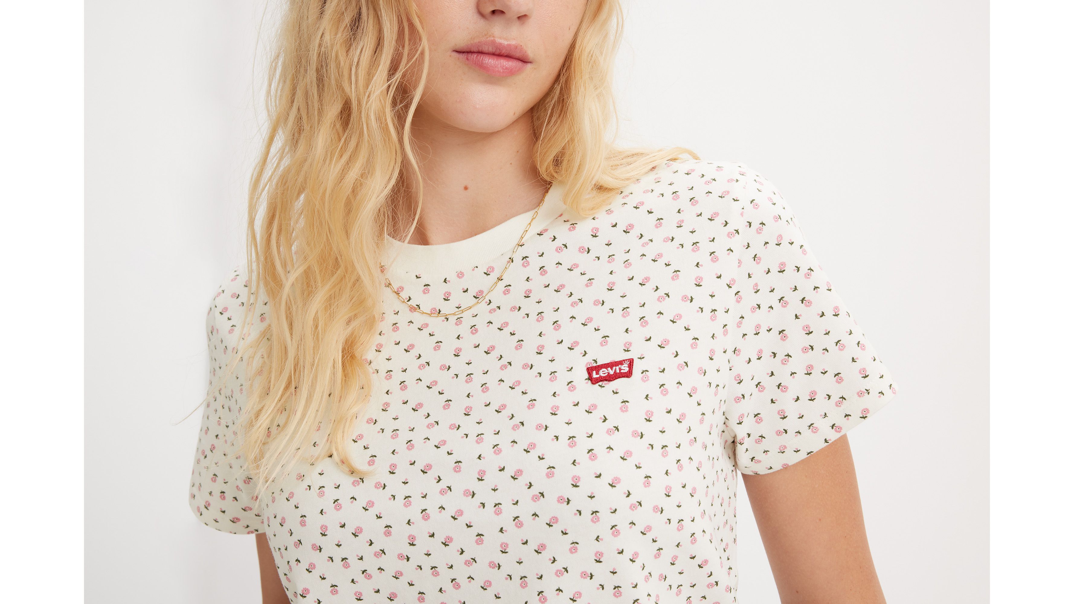 T-shirt Perfect - Linden Floral Egret - Blanc