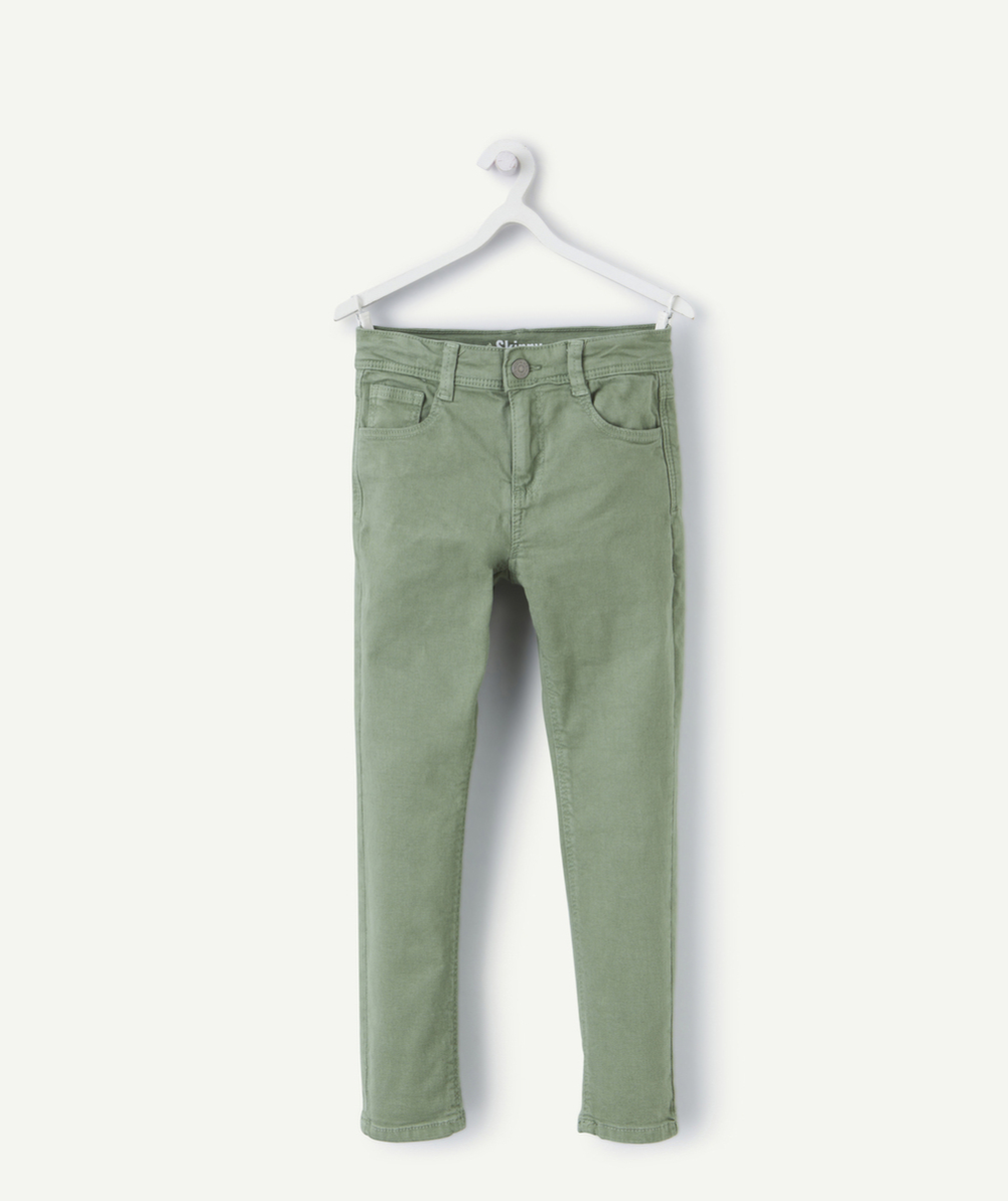 pantalon skinny garçon en fibres recyclées vert