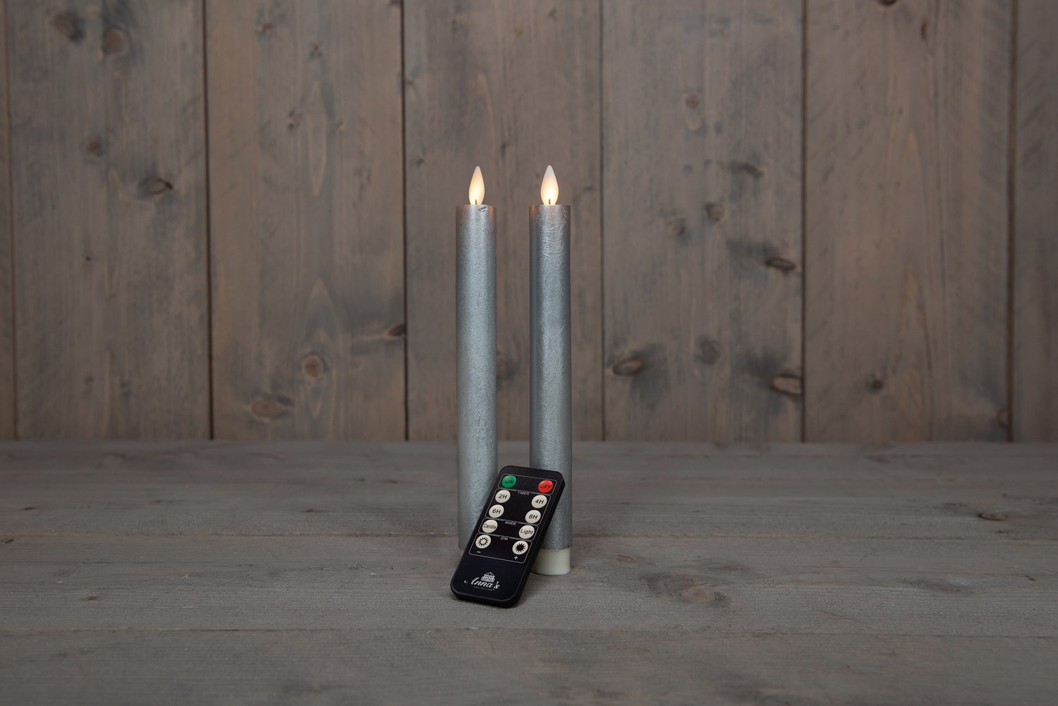 Anna's Collection LED dinerkaars zilver met afstandsbediening D 2,5 H 23 cm 2 stuks
