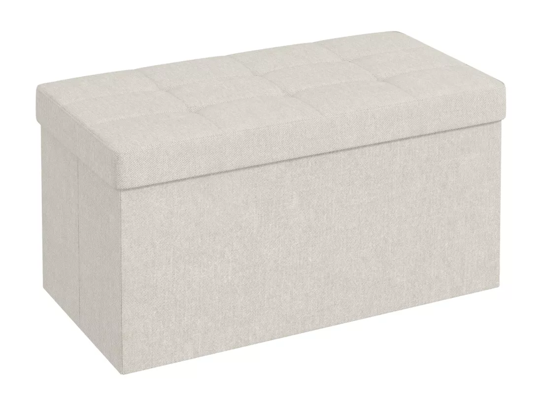 Banc coffre style Chesterfield effet capitonné dim.76L x 38l x 38H cm tissu blanc cassé