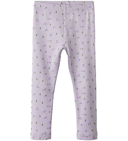 Name It Leggings - Rib - NmfHofie - Misty Lilac m. Blumen