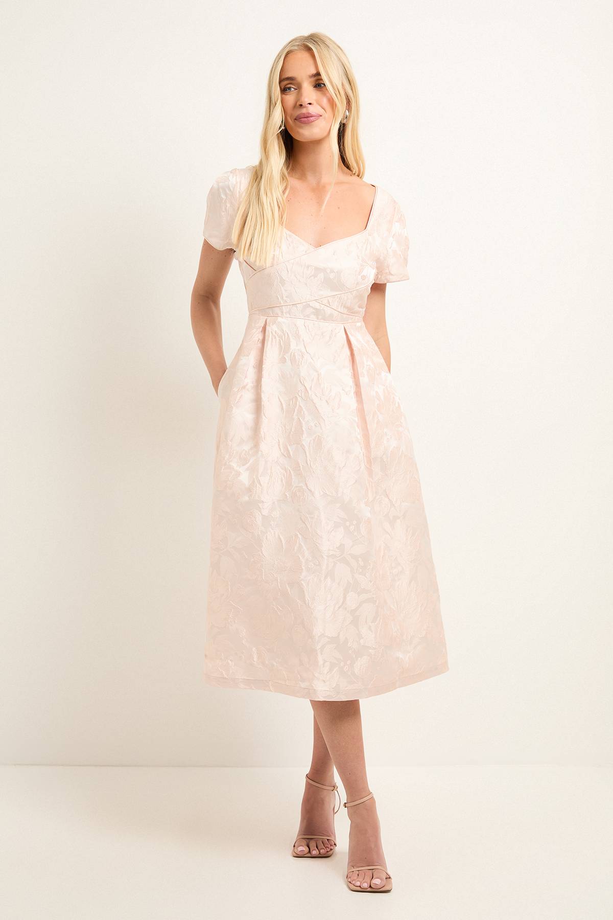 Wallis Robe Mi-Longue Jacquard avec Détails de Coutures - Petite Taille
