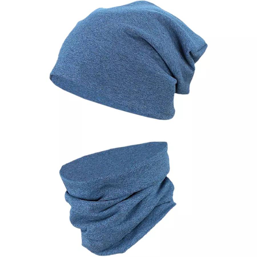 TupTam Unisex Kinder Beanie Mütze Schlauchschal Set blau Modell 1