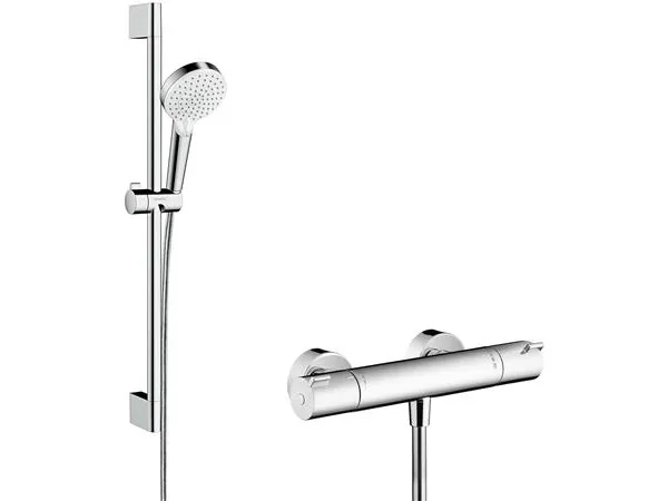 HansGrohe Crometta brusersystem til frembygning med Vario brusesæt 65 cm og Ecostat 1001 CL termostatarmatur