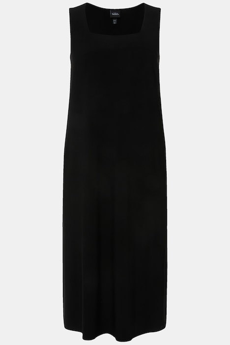 Jersey-Kleid, A-Linie, Carree-Ausschnitt, ärmellos