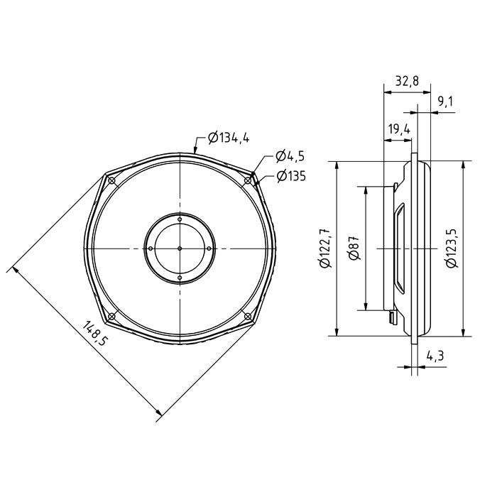 Visaton WF 130 ND - 8 Ohm 5 inch low-midrange driver