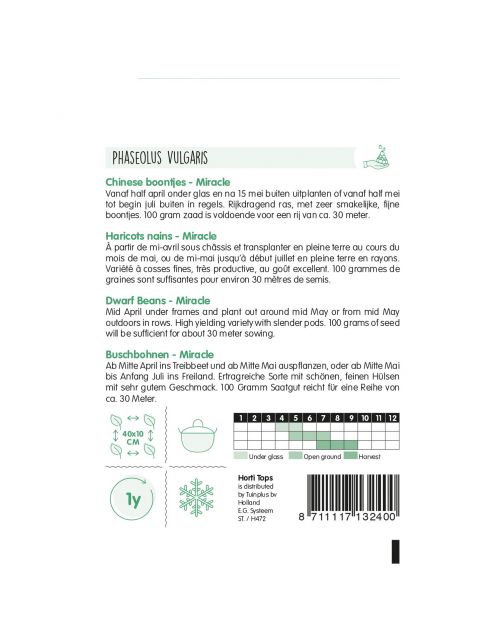 Hortitops Stamslabonen - Chinese Boontjes Miracle - Groentezaden - 25 g