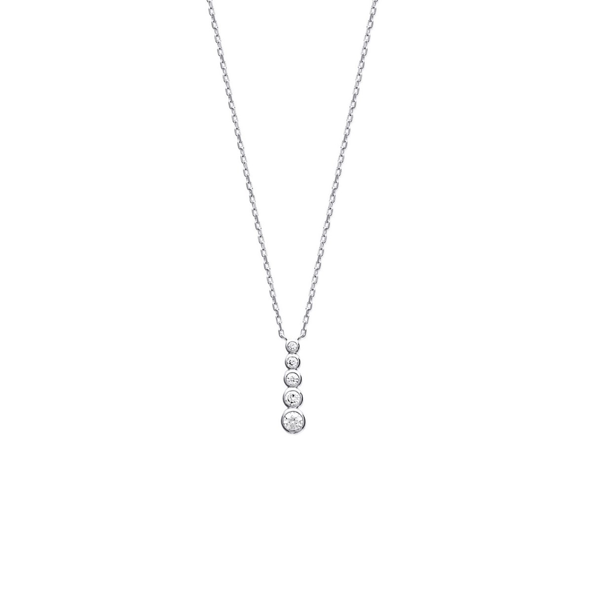 Collier Brillaxis pendentif 5 oxydes argent rhodié