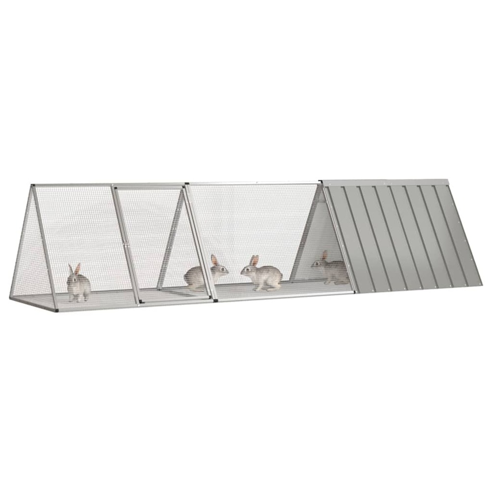 Cage pour lapin gris 302,5x80,5x71 cm acier galvanisé