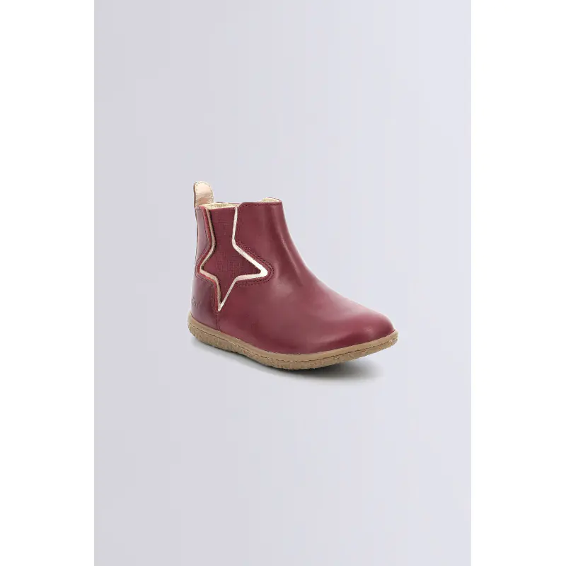 VERMILLON BORDEAUX OR BOOTS Cuir Fille
