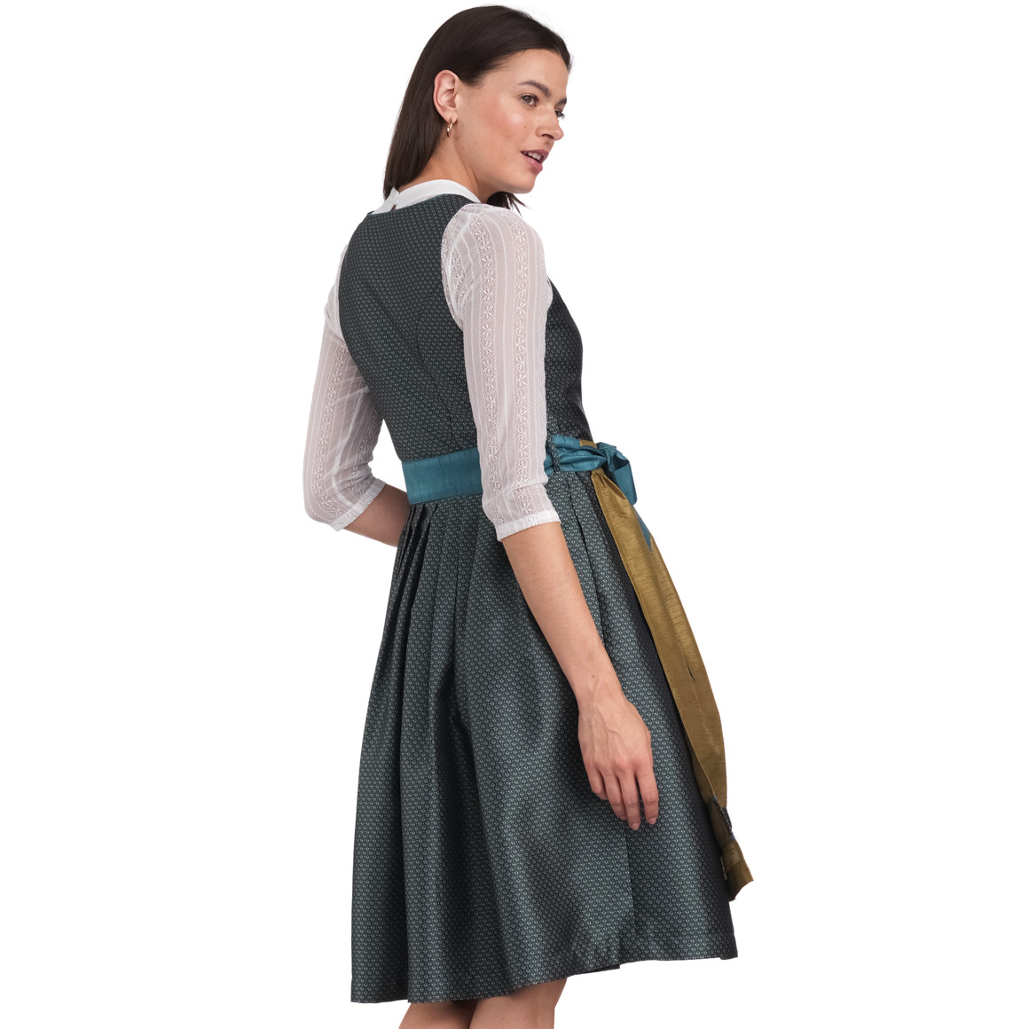 Gina Benotti Damen Dirndl mit Jacquard-Muster petrol / helloliv