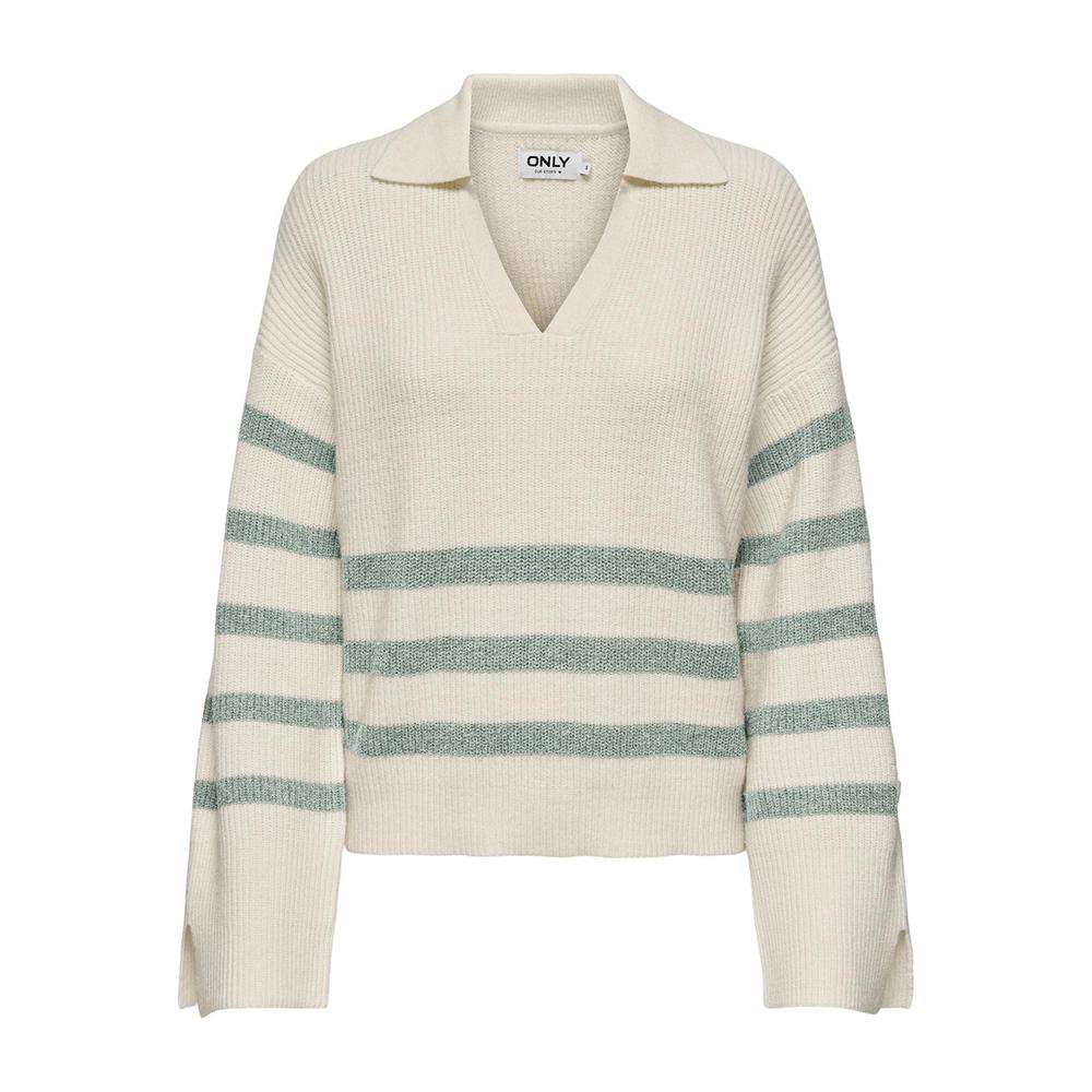 Only Pull Ecru/Vert à rayures Femme Only Monna