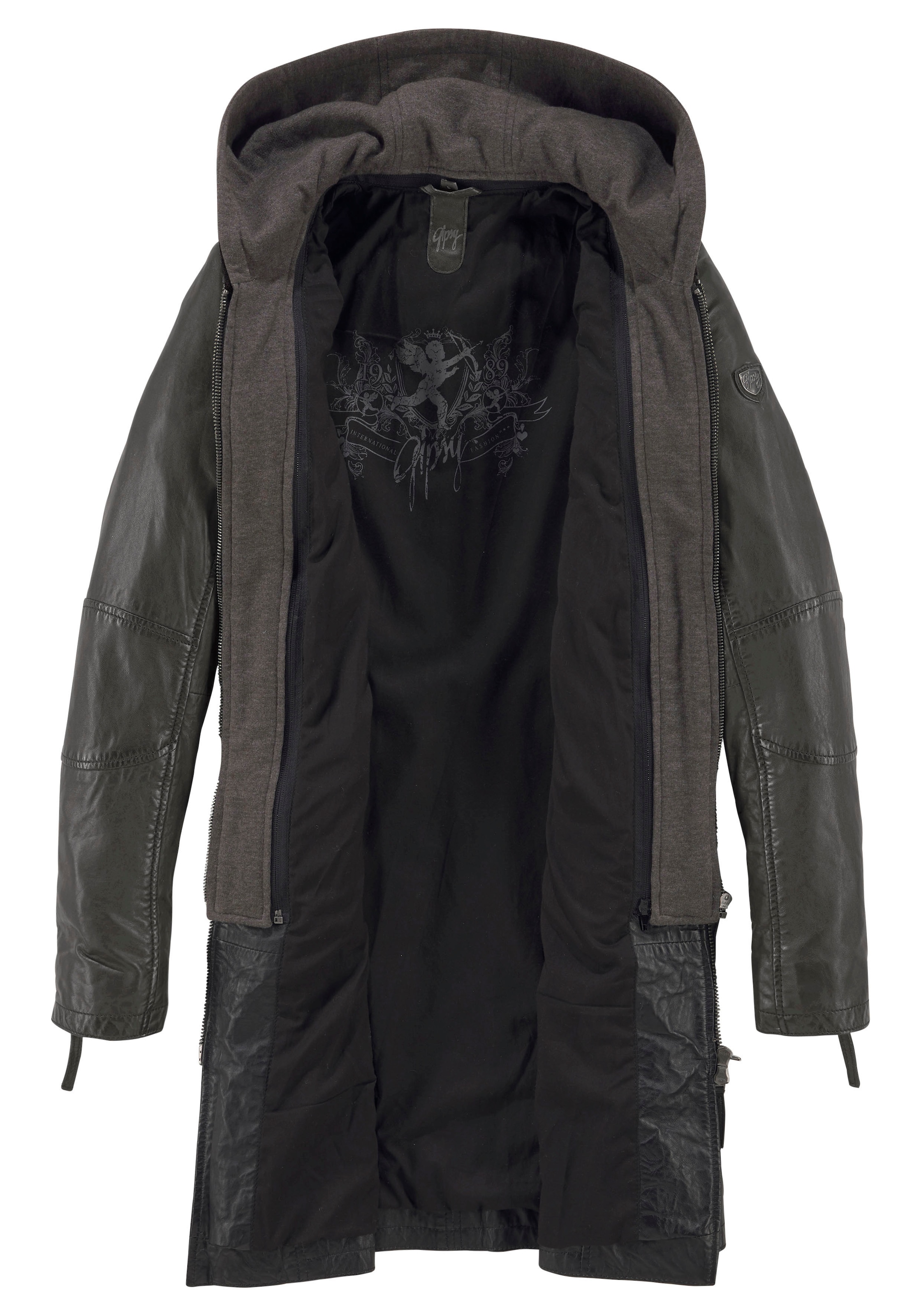 Mauritius Ledermantel »Bente«, 2-in-1-Lederjacke mit abnehmbarem Kapuzen-Inlay aus Jerseyqualität