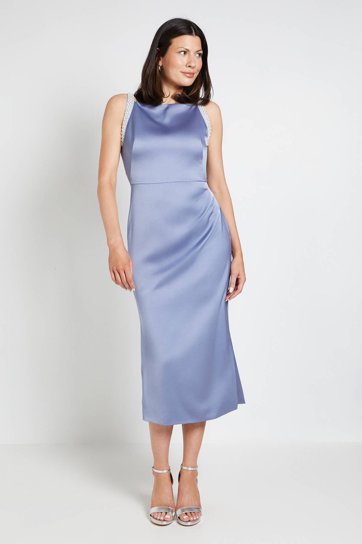Wallis Robe Mi-longue En Crêpe Ornée De Détails
