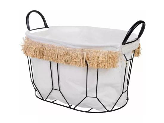Panier de rangement en métal et tissu 40x28x22/29