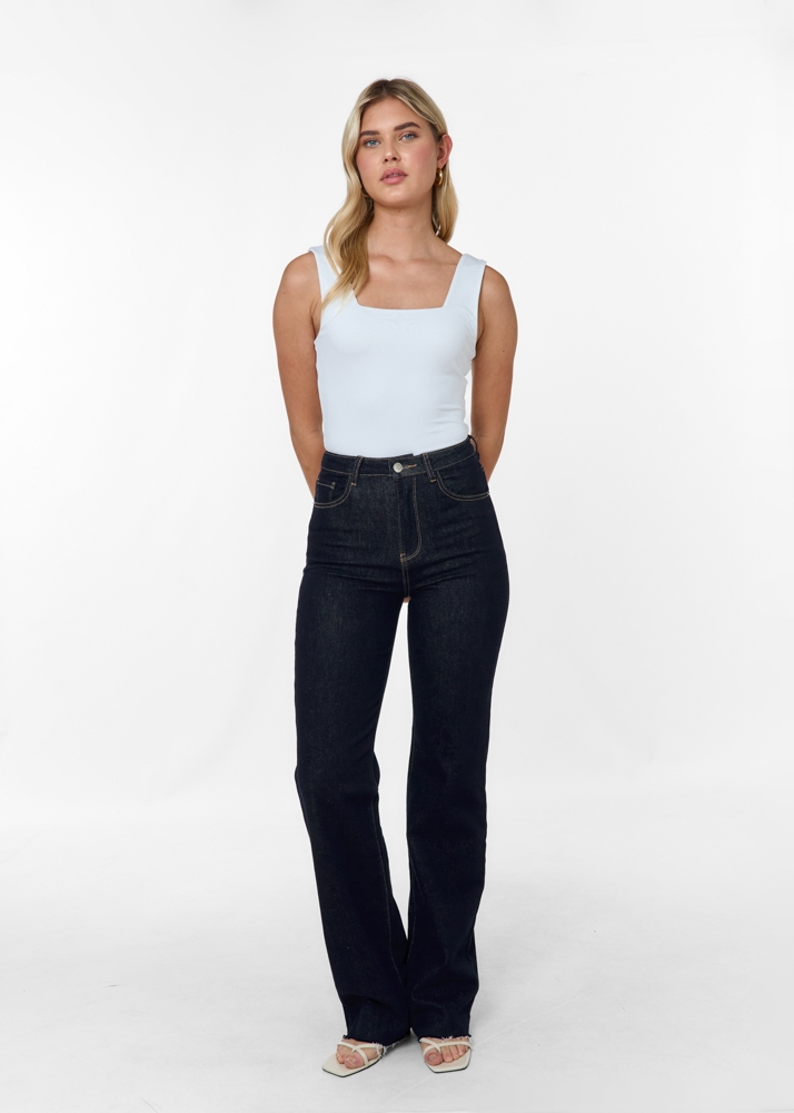 Straight leg stretch jeans marine blauw