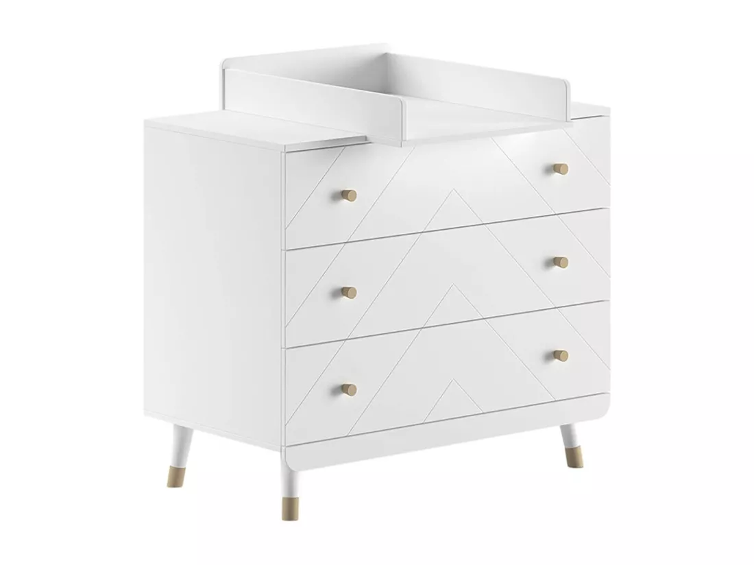 TINY WHITE - Chambre avec lit bébé + table à langer + Armoire 2 Portes
