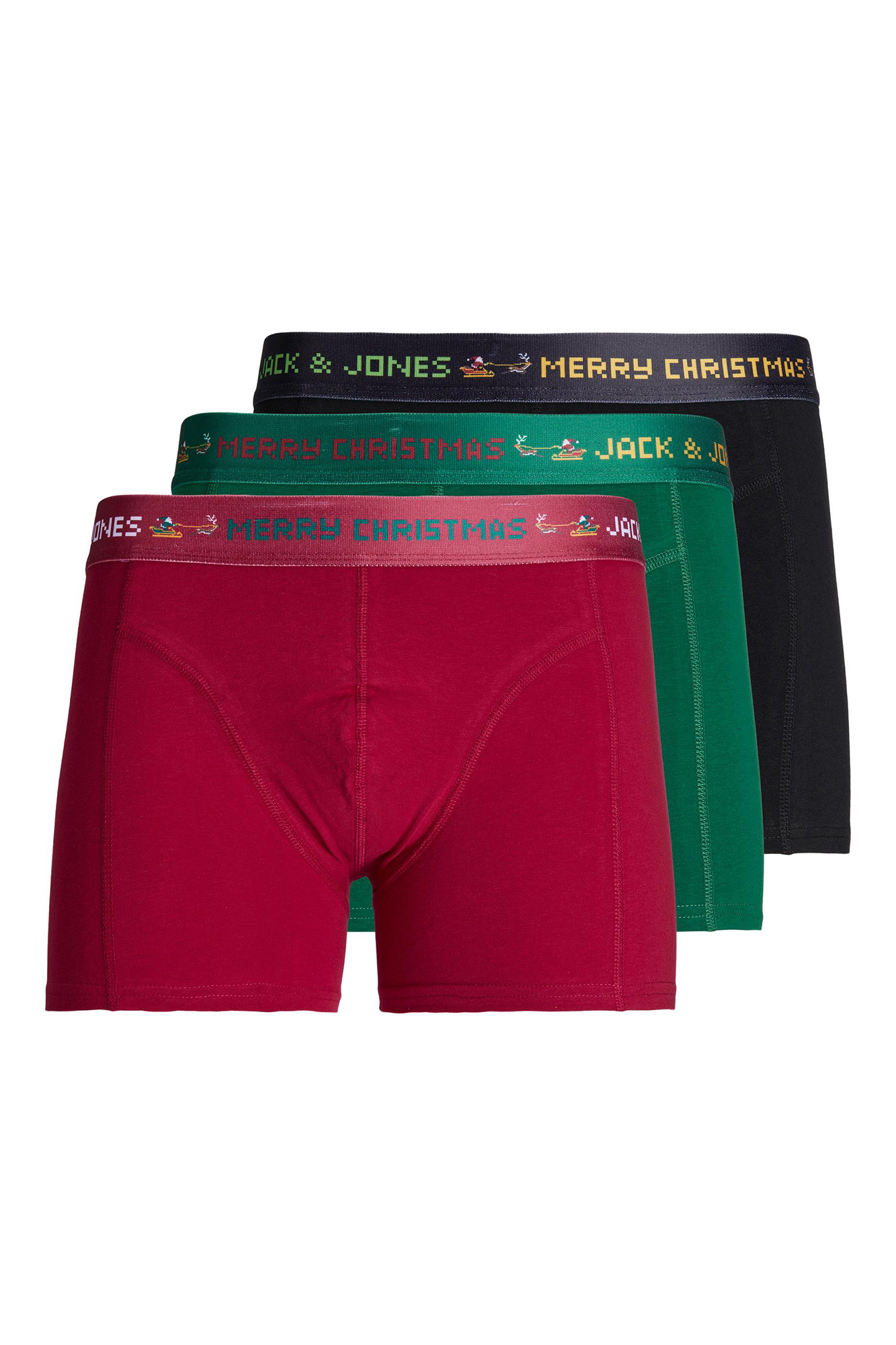 Pacote com 3 cuecas boxer com logotipo.