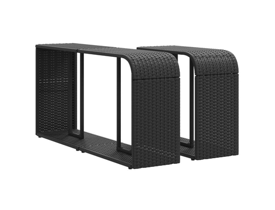 VIDAXL - Patère étagères de rangement 2 pcs noir résine tressée
