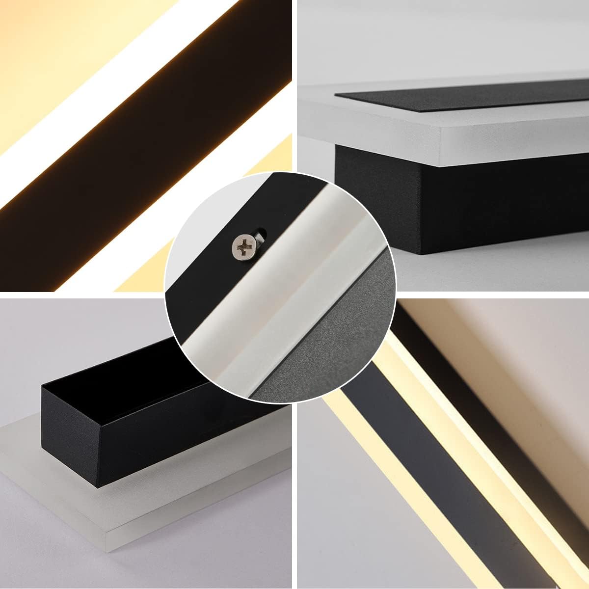 LED Wandleuchte Aussen,20W Dimmbar Wandlampe mit Fernbedienung,Wasserdicht Lange Wandleuchte Schwarz,Acryl Außenwandleuchten für Villa Garten Korridor Außenbalkon,100CM 110-240V
