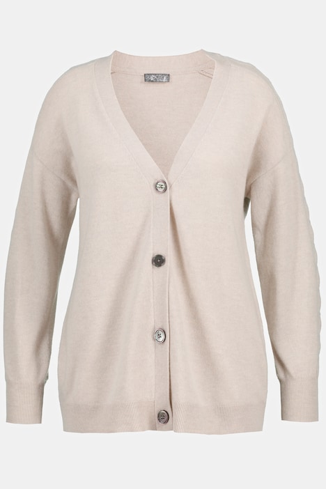 Strickjacke, Oversized, Zopfmuster, V-Ausschnitt