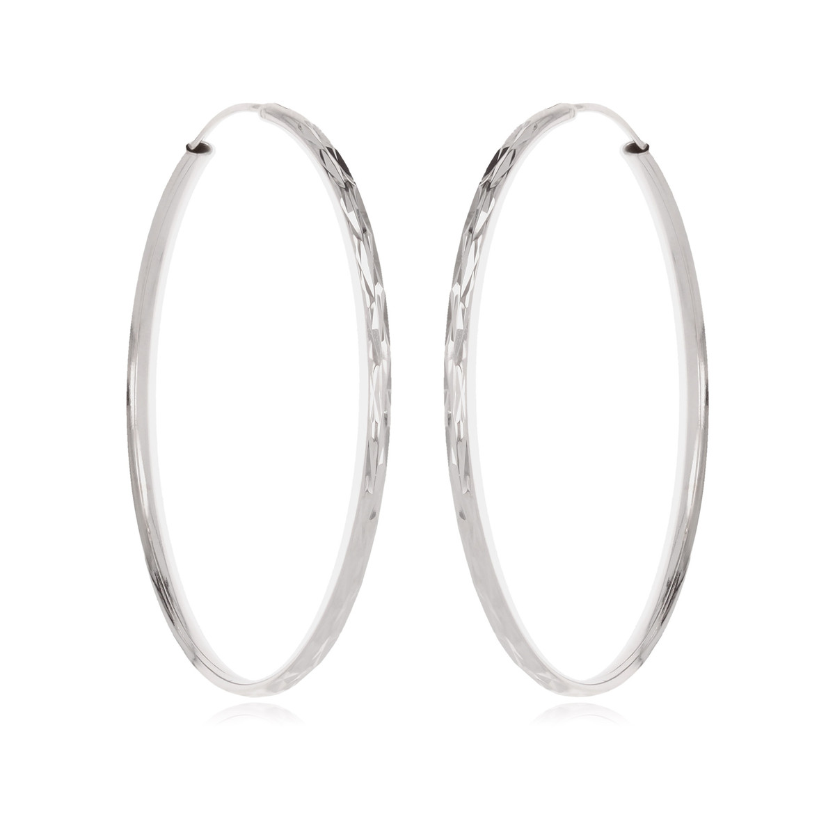 Boucles d'oreille Créole argent rhodié diamantée 20MM