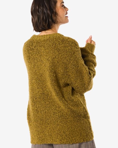 pull maillé bouclé pour femme vert