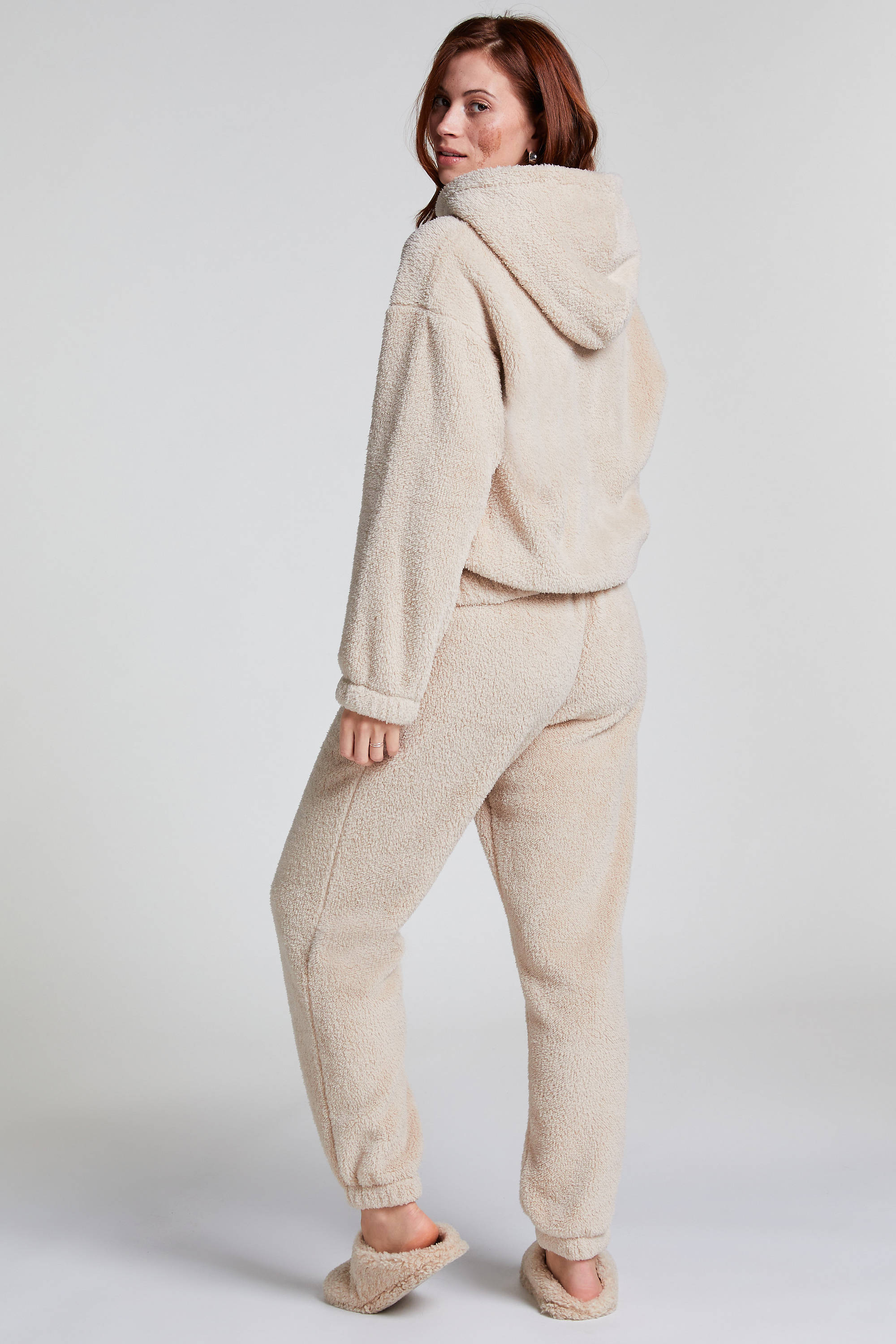 Hunkemöller teddy loungetop Snuggle met capuchon beige