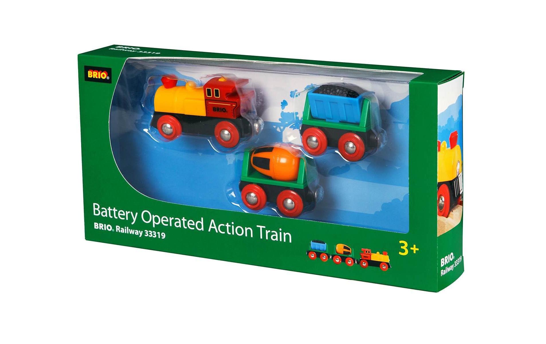 Eisenbahn Zug mit BatterielokSpielzeugzug mit Batterielok und zwei Anhängern