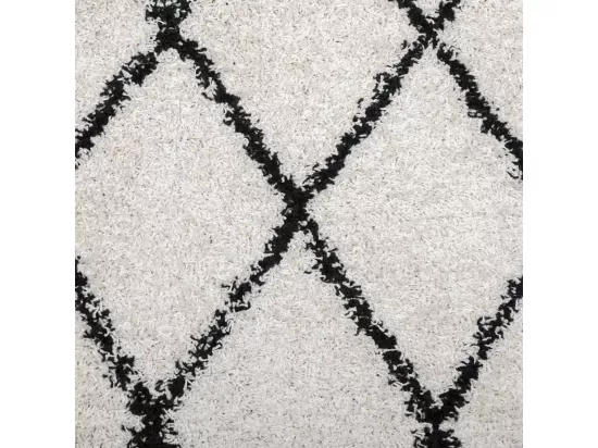 Tapis shaggy à poils longs moderne crème et noir ø 160 cm